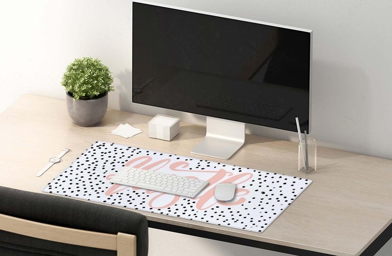 SSOIU Large Mouse Pad, Cute Hustle Desk Mat for Desktop, Women Girls Waterproof Gaming Mousepad, Polka Dot Computer PC Laptop Protector Writing Pads for School Office Home 35.5" x 15.7" - Image 5