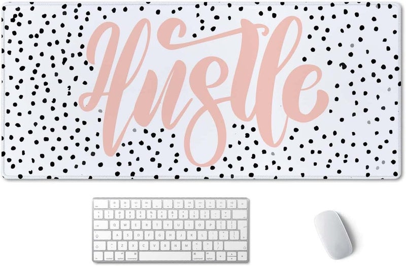 SSOIU Large Mouse Pad, Cute Hustle Desk Mat for Desktop, Women Girls Waterproof Gaming Mousepad, Polka Dot Computer PC Laptop Protector Writing Pads for School Office Home 35.5" x 15.7" - Image 1