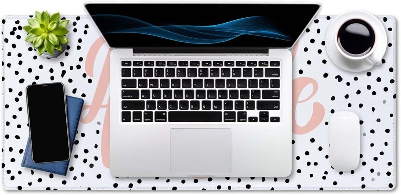 SSOIU Large Mouse Pad, Cute Hustle Desk Mat for Desktop, Women Girls Waterproof Gaming Mousepad, Polka Dot Computer PC Laptop Protector Writing Pads for School Office Home 35.5" x 15.7" - Image 4