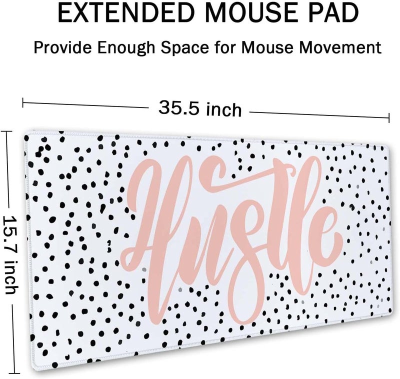 SSOIU Large Mouse Pad, Cute Hustle Desk Mat for Desktop, Women Girls Waterproof Gaming Mousepad, Polka Dot Computer PC Laptop Protector Writing Pads for School Office Home 35.5" x 15.7" - Image 2