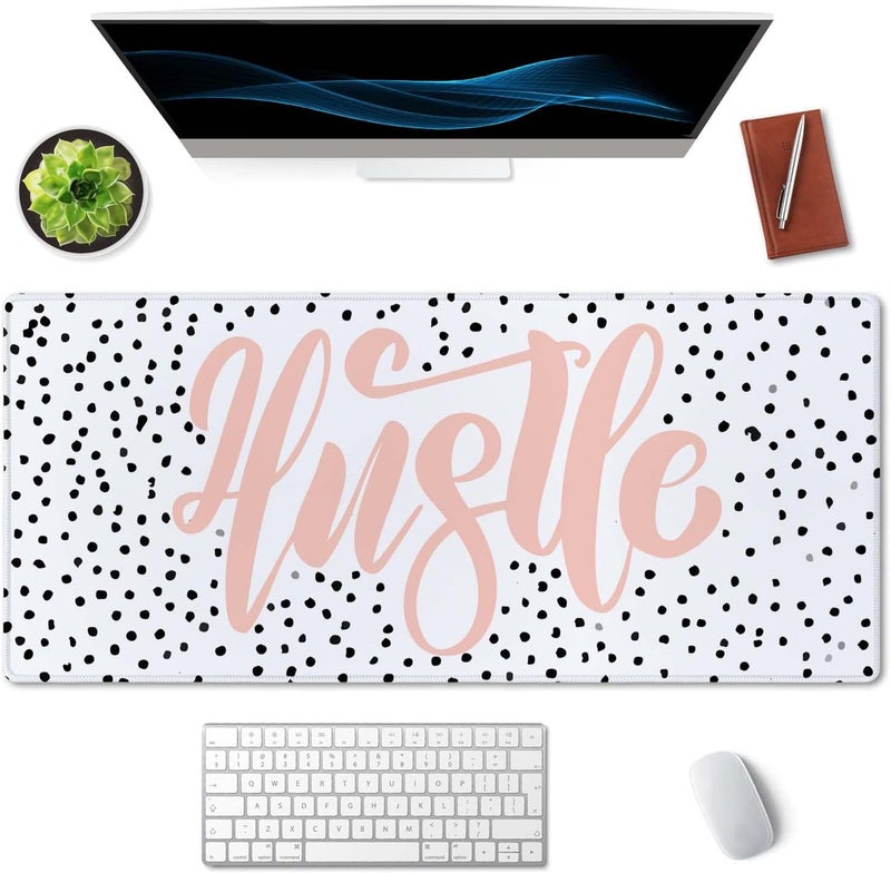 SSOIU Large Mouse Pad, Cute Hustle Desk Mat for Desktop, Women Girls Waterproof Gaming Mousepad, Polka Dot Computer PC Laptop Protector Writing Pads for School Office Home 35.5" x 15.7" - Image 3