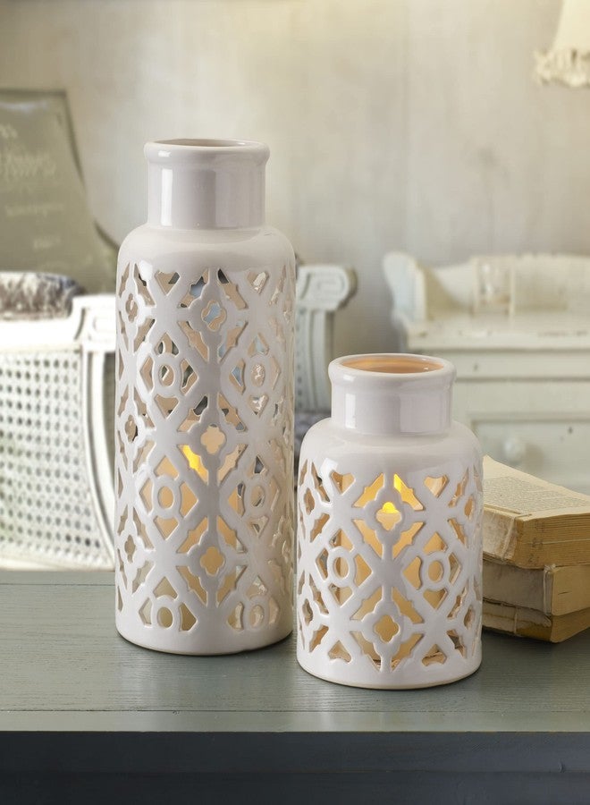 Elements Pierced Ceramic Vases for Living Room, Dining Room, Bedroom, Office, Home Décor, Farmhouse décor, Centerpiece, Set of 2, White - Image 5
