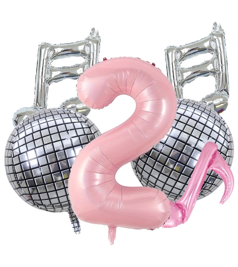 6pcs Musical Note Shaped Number 2 Foil Balloon Set for Birthday Party Decor - Image 3