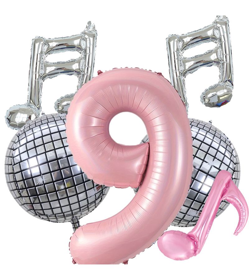 6pcs Musical Note Shaped Number 2 Foil Balloon Set for Birthday Party Decor - Image 4