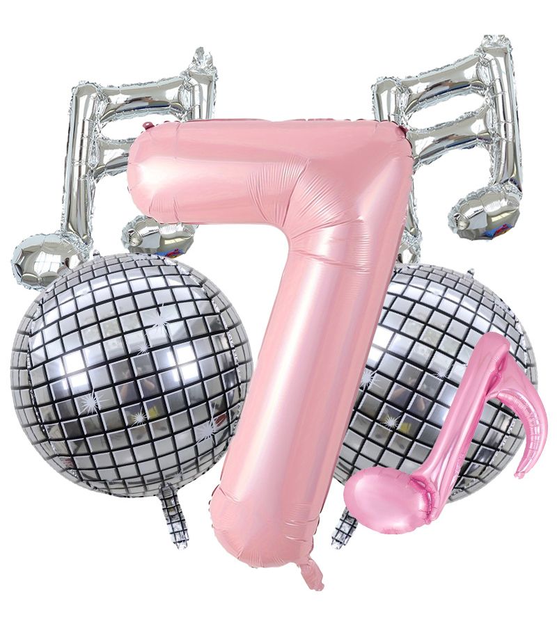 6pcs Musical Note Shaped Number 2 Foil Balloon Set for Birthday Party Decor - Image 5