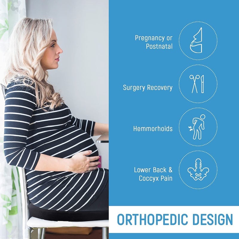 FAZISTA Soft Donut Pillow for Tailbone Pain Donut Pillow Hemorrhoid Tailbone Cushion Medical Donuts for Sitting Pain Relief Prostate Cushion for Bed Sores Office Chair Wheelchair Black - Image 3