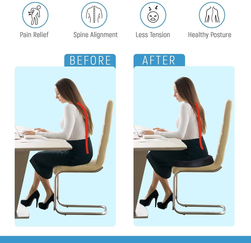 FAZISTA Soft Donut Pillow for Tailbone Pain Donut Pillow Hemorrhoid Tailbone Cushion Medical Donuts for Sitting Pain Relief Prostate Cushion for Bed Sores Office Chair Wheelchair Black - Image 2