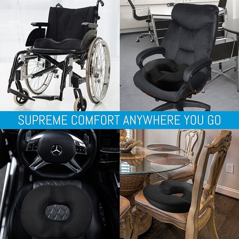 FAZISTA Soft Donut Pillow for Tailbone Pain Donut Pillow Hemorrhoid Tailbone Cushion Medical Donuts for Sitting Pain Relief Prostate Cushion for Bed Sores Office Chair Wheelchair Black - Image 4