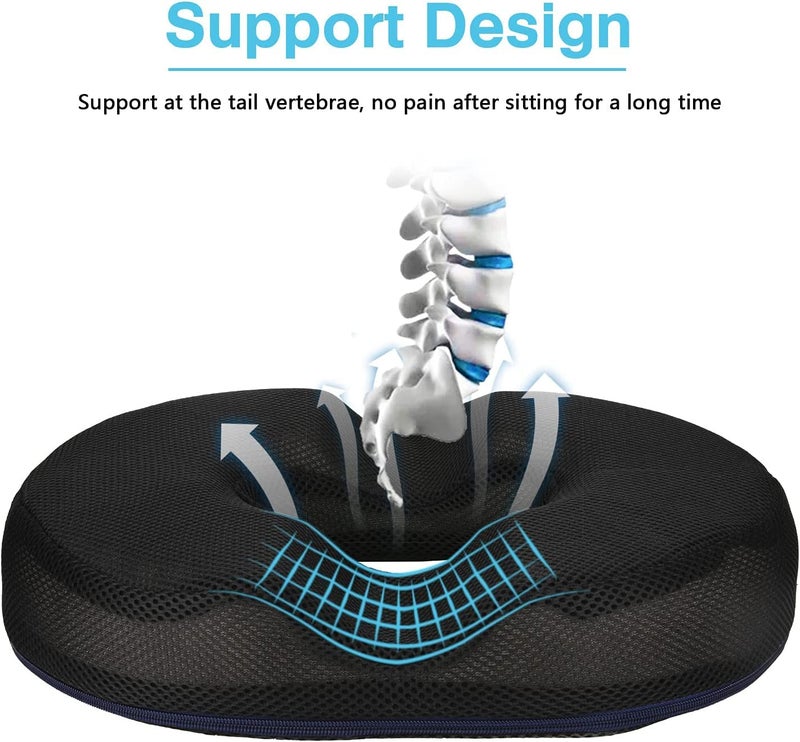FAZISTA Soft Donut Pillow for Tailbone Pain Donut Pillow Hemorrhoid Tailbone Cushion Medical Donuts for Sitting Pain Relief Prostate Cushion for Bed Sores Office Chair Wheelchair Black - Image 5