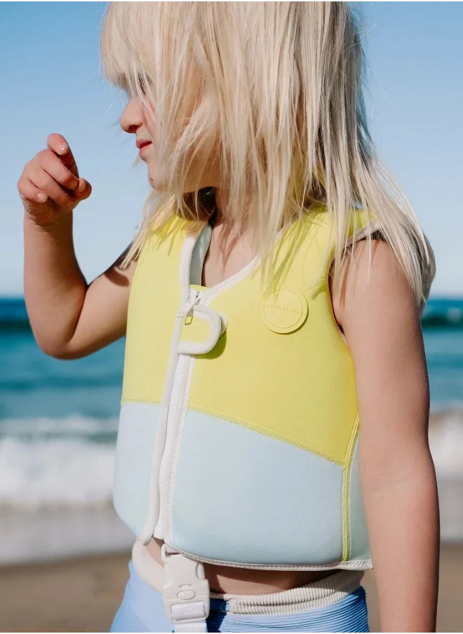 SUNNY LIFE Salty the Shark Swim Vest 3-6 Aqua Neon Yellow