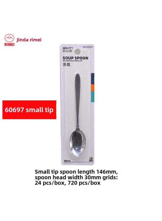 Generic - Stainless Steel Spoon Spoon Tableware High Color Value Jinda Japan-US Thickened Iron Spoon Rice Fork Soup Spoon-Color:Japanese And American 60697 Small Pointed Spoon - Image 1