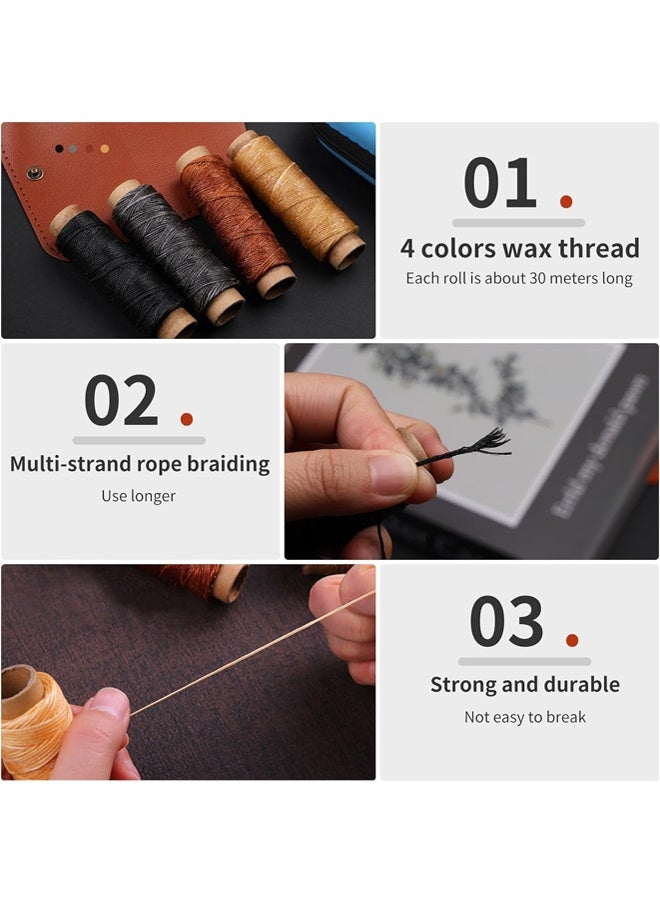 Heavy Duty Sewing Kit, Leather Stitching Kit with Sewing Awl, Needles, Waxed Thread, Upholstery Repair Kit, Heavy Duty Sewing Tools for Hand Stitching Car Seats, Sofa, Carpets, Shoes, DIY Craft - Image 4