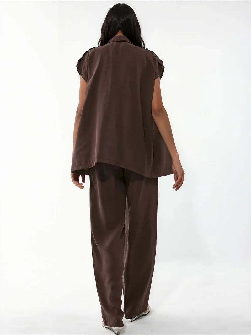 Jennyfer Coffee Brown Cotton Viscose Two-Piece Coord for Women | Best Price UAE