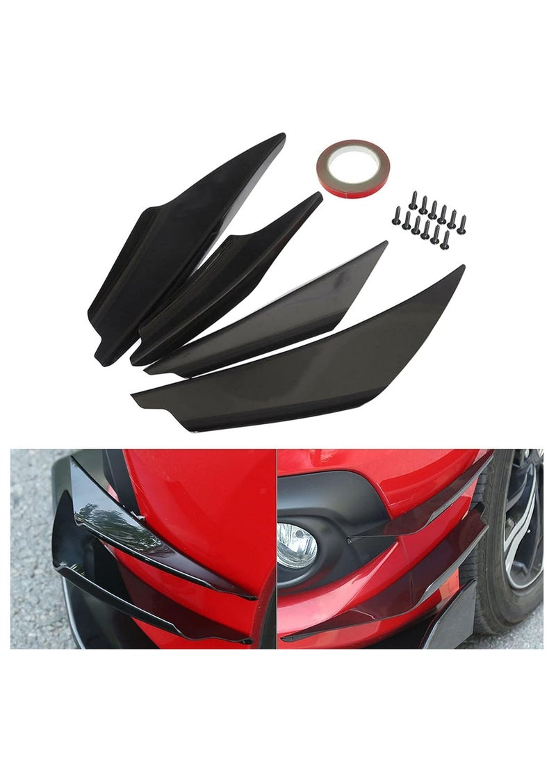 SYOSI - Diffuser Shark Fin Kit for Car Spoiler Wing, Auto Parts Car Carbon Fiber Texture Decoration Front Bumper Side Canards Splitter Fins Universal Black 4Pcs Set - Image 1