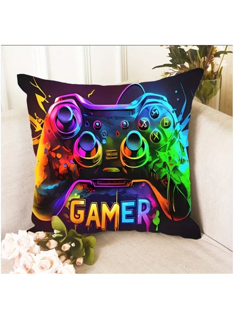 Decorative cushion cover without filling for sofa with gaming print, multi-colour, 45*45cm - Image 3
