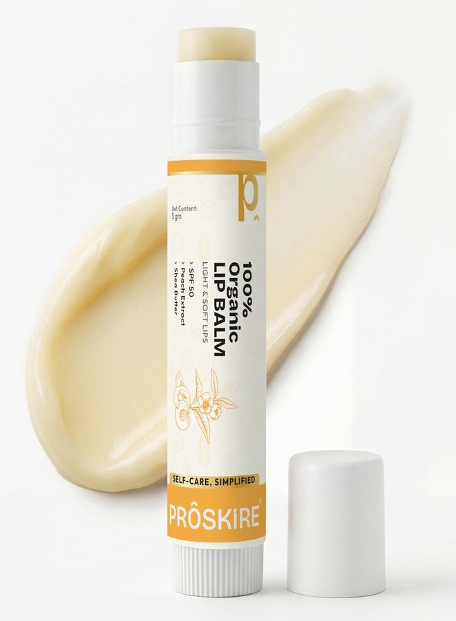 Proskire 100% Organic Lip Balm SPF 50 for Dark, Dry Lips | Peach Extract & Shea Butter for Soft Pink Lips | Hydrating Non-Sticky Lip Care for Men & Women - Image 1