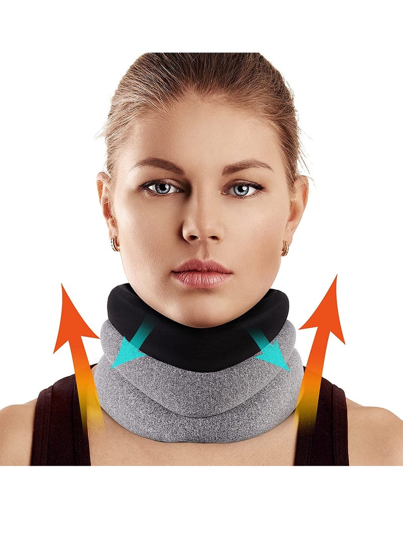 Excefore Neck Brace for Neck Pain and Support, Foam Cervical Collar for Sleeping, Vertebral Whiplash Wrap Alignment and Stabilize, Neck Support Brace for Pressure Relief for Women and Men(3" Depth Collar) - Image 1
