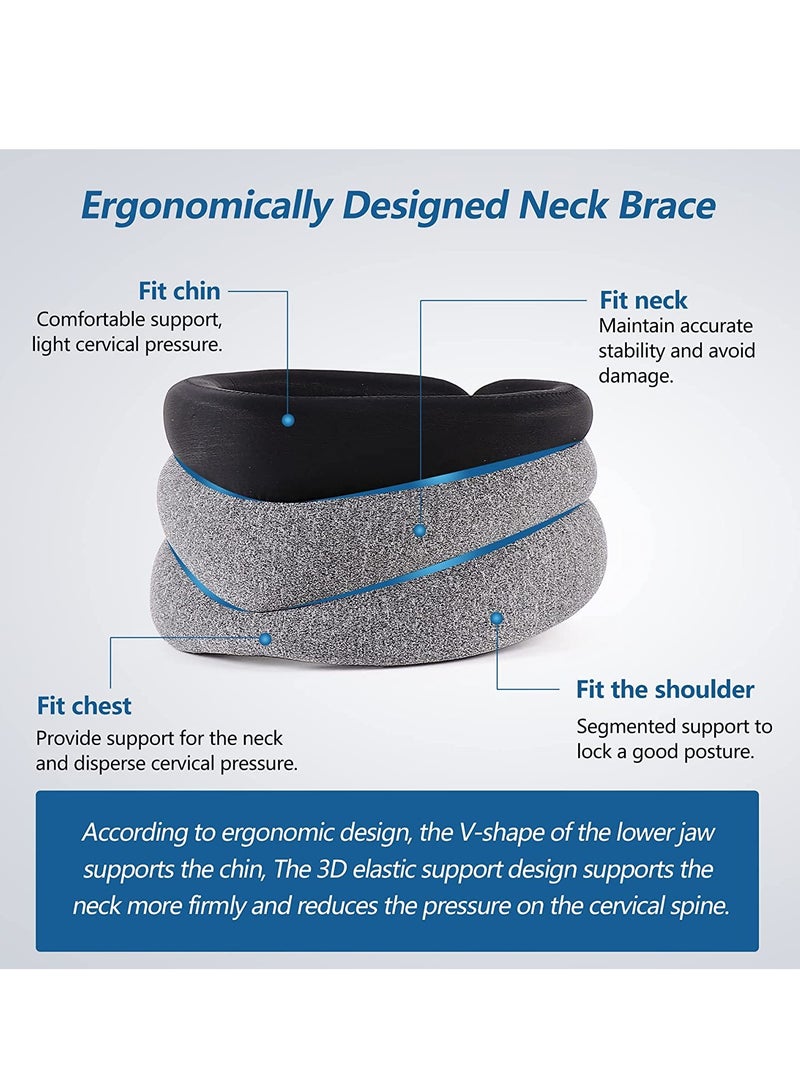 Excefore Neck Brace for Neck Pain and Support, Foam Cervical Collar for Sleeping, Vertebral Whiplash Wrap Alignment and Stabilize, Neck Support Brace for Pressure Relief for Women and Men(3" Depth Collar) - Image 3