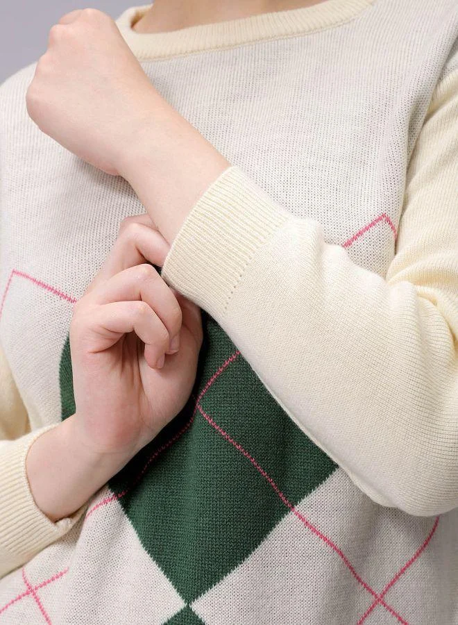 Freehand  Women Relaxed Fit Argyle Regular Sweater for Women | Best Price UAE