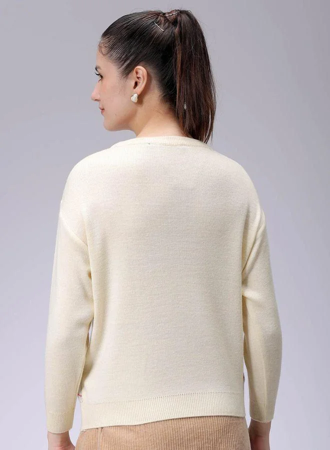 Freehand  Women Relaxed Fit Argyle Regular Sweater for Women | Best Price UAE