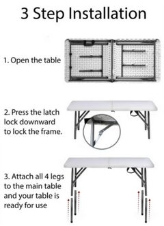 General Foldable Buffet Table White/Black 123x73x60cm  - Image 2