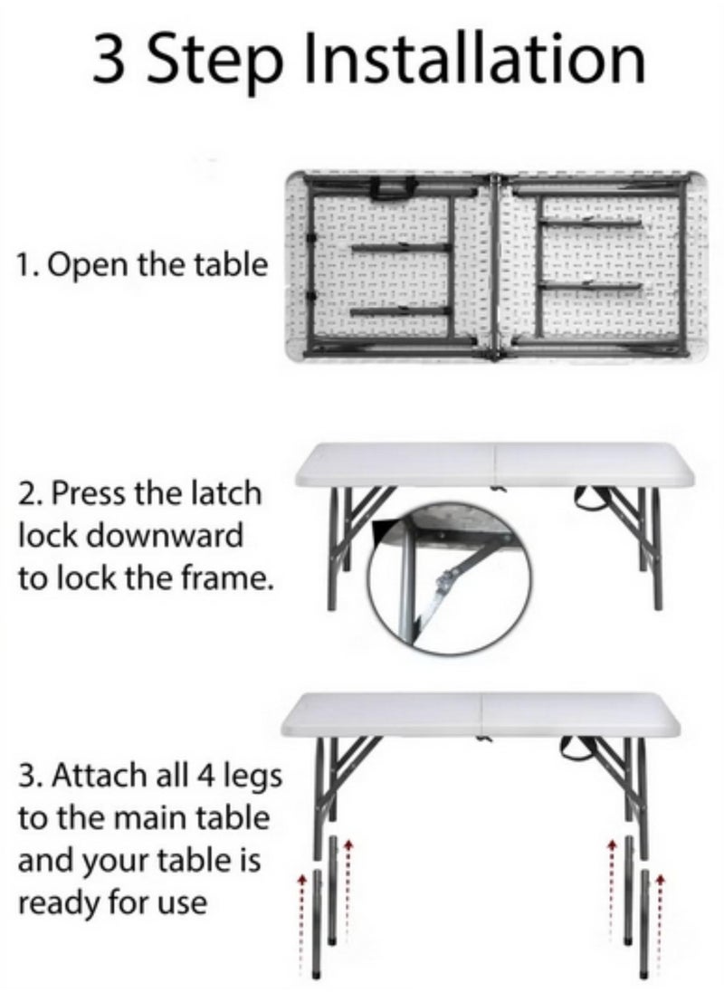 General - Foldable Buffet Table White/Black 123x73x60cm - Image 1