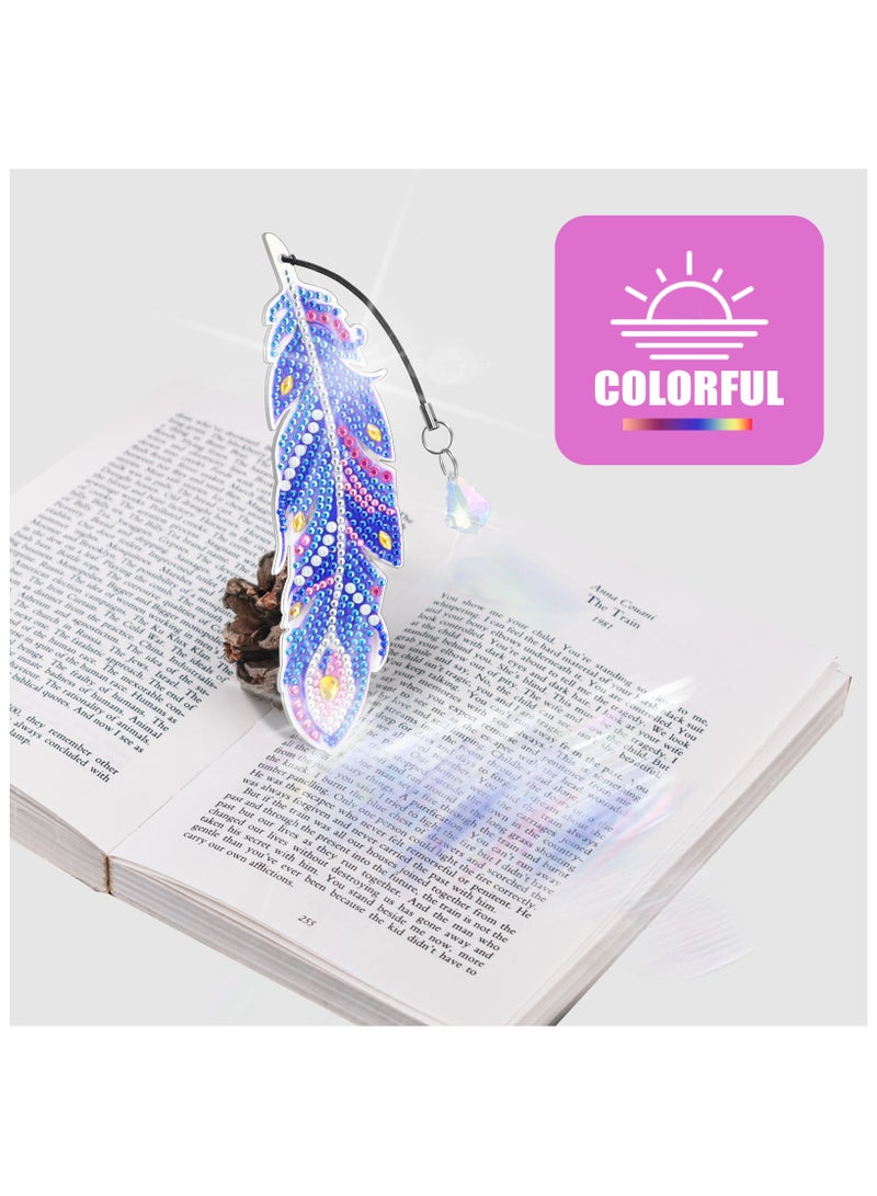 general 6Pcs Diamond Painting Kits for Kids Feather Bookmark Diamond Art Kits DIY Crystal Diamond Art for Kids Girls and Women Diamond Painting Bookmarks with Crystal Pendant (YQ088) - Image 4
