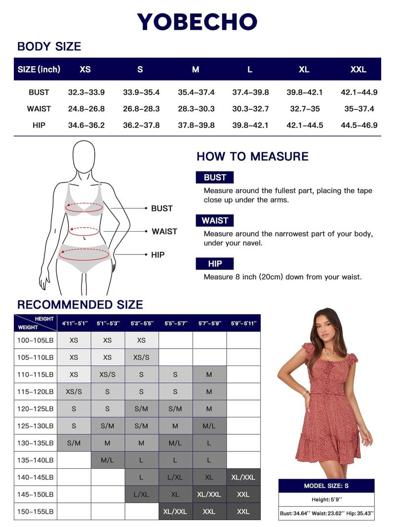 YOBECHO Womens Summer Ruffle Sleeve Sweetheart Neckline Printing Dress Mini Dresses - Image 5