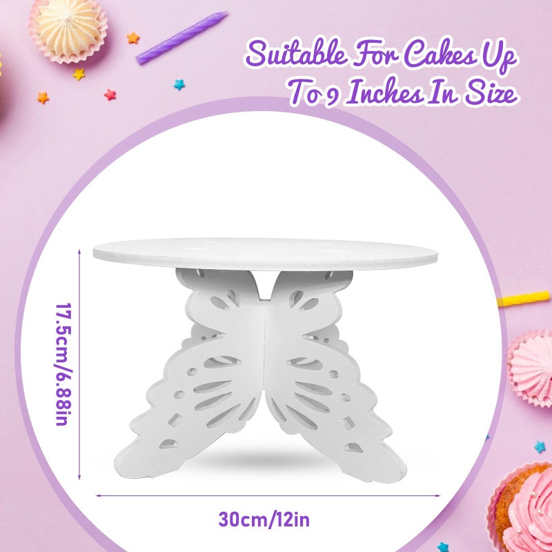 AOCEAN 12" Butterfly Cake Stand Butterfly PVC Cake Decorations with Engraved Butterflies Cake Stands for Dessert Table Wedding Birthday Party (2 Pcs) - Image 2