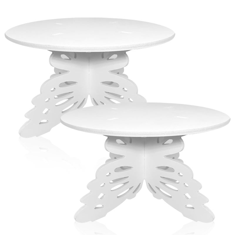 AOCEAN 12" Butterfly Cake Stand Butterfly PVC Cake Decorations with Engraved Butterflies Cake Stands for Dessert Table Wedding Birthday Party (2 Pcs) - Image 1