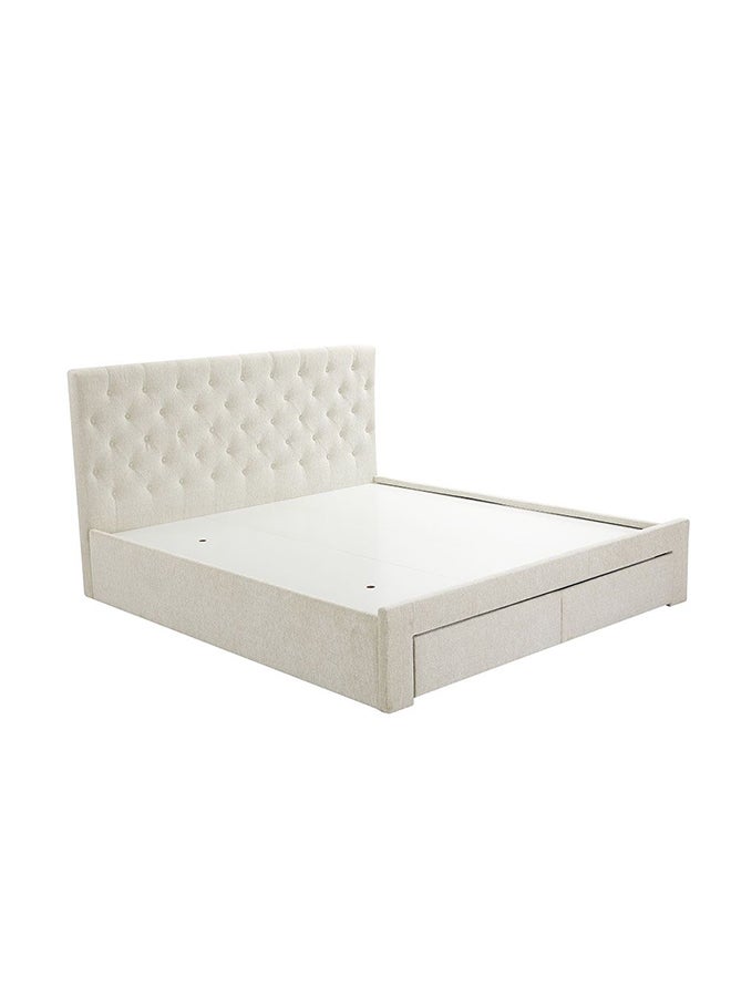 Danube Home Bacia King Bed With 2 Front Drawer Storage Sturdy Modern Design Wooden Double Bed Frame Furniture L 218 x W 191 x H 111 cm Beige - Image 4