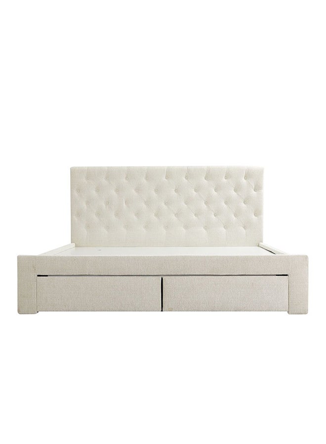 Danube Home Bacia King Bed With 2 Front Drawer Storage Sturdy Modern Design Wooden Double Bed Frame Furniture L 218 x W 191 x H 111 cm Beige - Image 2