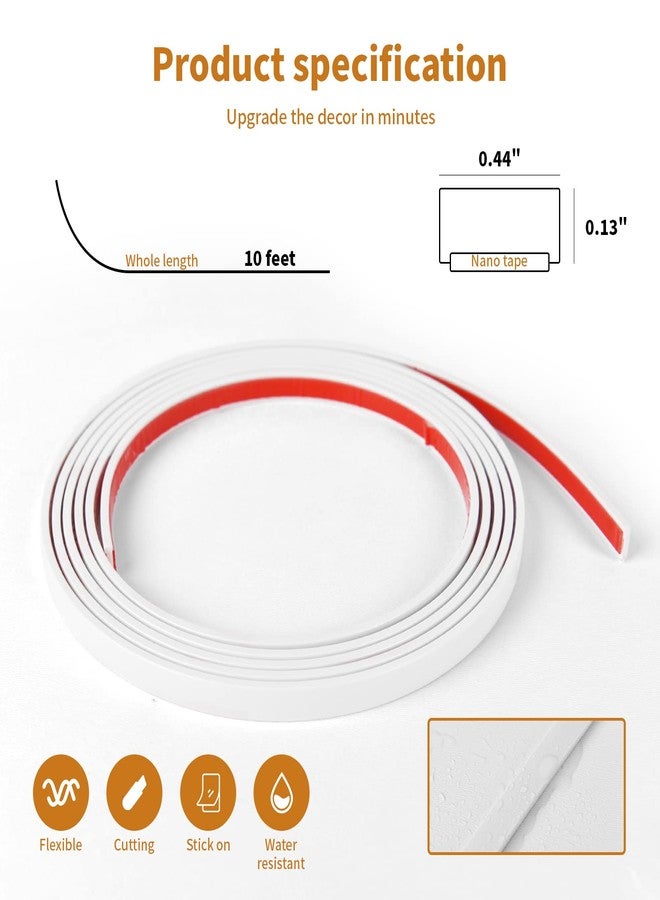 Wowstar 10 Ft Peel & Stick Trim, Flexible & Self-Adhesive Molding for Walls, Edges, Borders, Window Frames, Backsplash Tiles - White - Image 5