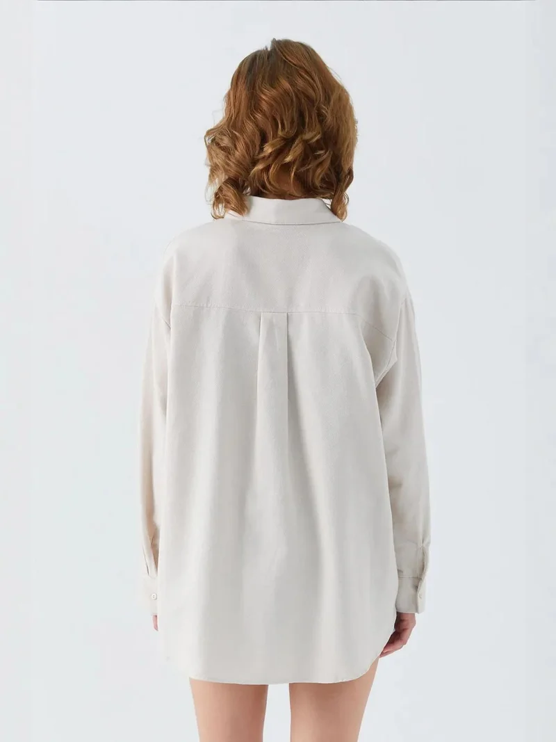 Mixray Stone Natural Mixray Oversize Poplin Shirt for Women | Best Price UAE