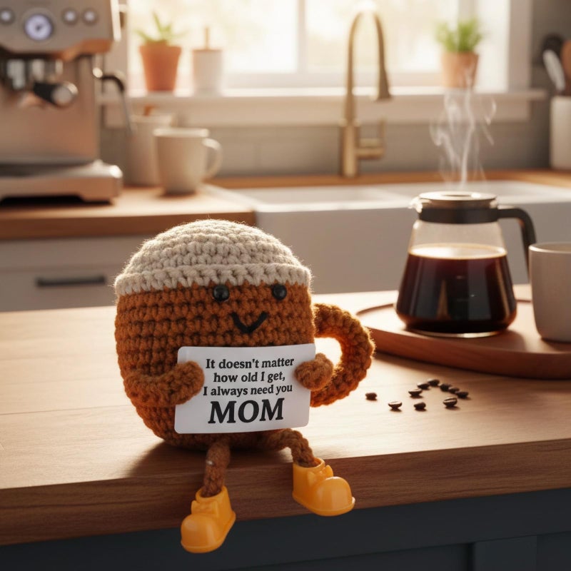 TWPER Birthday Gifts for Mom from Daughter Son Kids, Mothers Day Crochet Coffee Lover Gifts, Cute Funny Small Handmade Presents Meaningful Desk Decor - Image 5