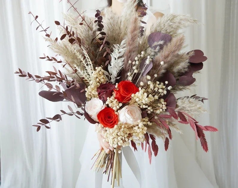 Bluejw H-4 Dried Pampas Grass Bouquet for Wedding Bridal Decor, Natural Dried Flower Arrangement, Dried Plants Decoration - Image 4
