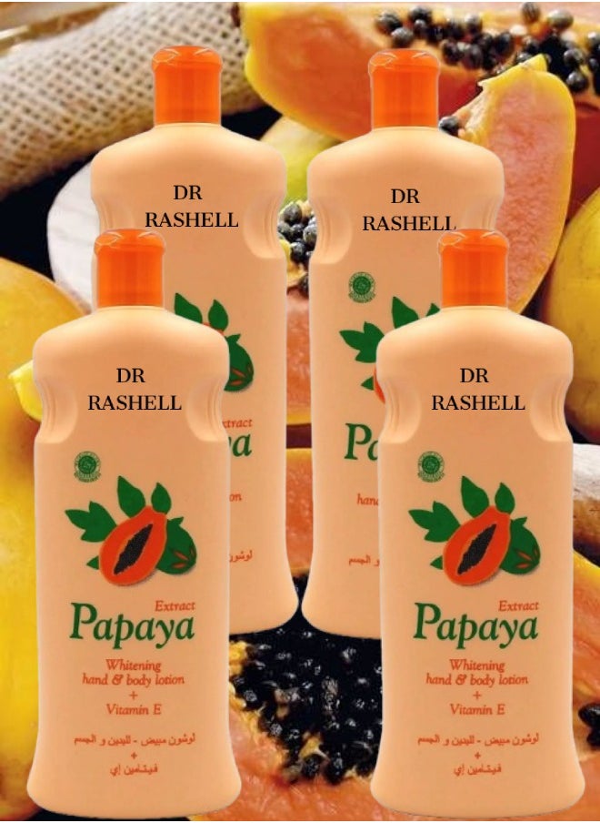 RASHELL 4 Pieces Extract Papaya Whitening Hand And Body Lotion 600ML  - Image 1