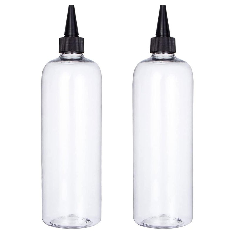 sdoot Applicator Bottle for Hair, 16.9 ounce Hair Color Applicator Bottle 2 Pack Squeeze Bottle Transparent Oil Bottles for Hair, PET Plastic Refillable Bottles with Twist Top Cap - Image 1