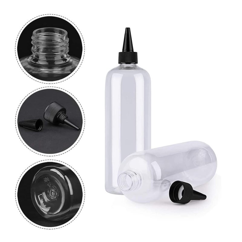sdoot Applicator Bottle for Hair, 16.9 ounce Hair Color Applicator Bottle 2 Pack Squeeze Bottle Transparent Oil Bottles for Hair, PET Plastic Refillable Bottles with Twist Top Cap - Image 3