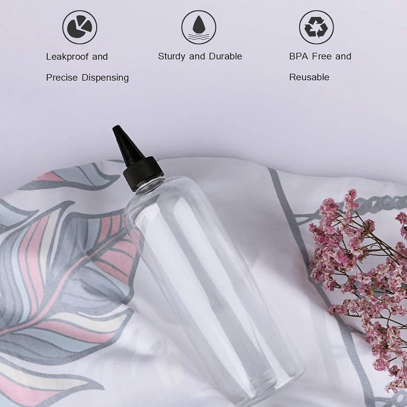 sdoot Applicator Bottle for Hair, 16.9 ounce Hair Color Applicator Bottle 2 Pack Squeeze Bottle Transparent Oil Bottles for Hair, PET Plastic Refillable Bottles with Twist Top Cap - Image 4