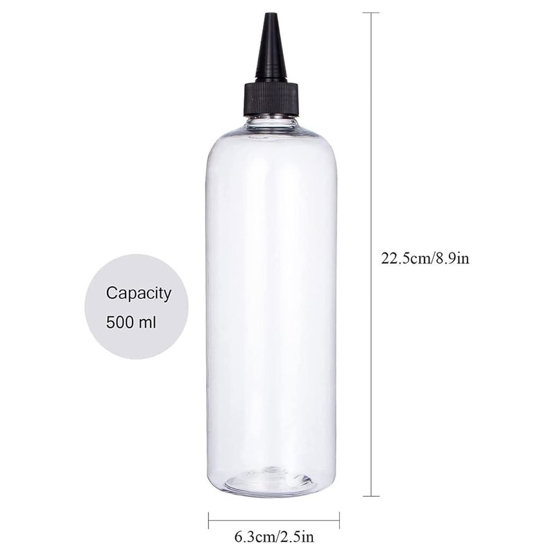 sdoot Applicator Bottle for Hair, 16.9 ounce Hair Color Applicator Bottle 2 Pack Squeeze Bottle Transparent Oil Bottles for Hair, PET Plastic Refillable Bottles with Twist Top Cap - Image 2