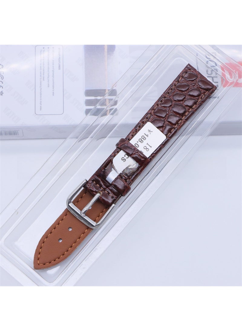 Generic 1 x 5 pcs Genuine Soft Crocodile Pattern Pin Buckle Band Brown