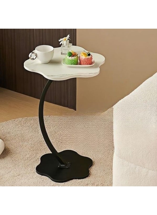 ديكور هيلز طاولة جانبية بيضاء على شكل حرف C للأريكة والسرير، طاولة قهوة مدمجة بسطح مقاوم للماء والصدأ، تصميم موفر للمساحة، سهلة التركيب، طاولة جانبية عصرية لغرفة المعيشة وغرفة النوم والمكتب - Image 1