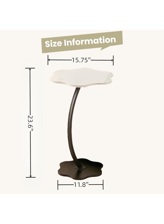 ديكور هيلز طاولة جانبية بيضاء على شكل حرف C للأريكة والسرير، طاولة قهوة مدمجة بسطح مقاوم للماء والصدأ، تصميم موفر للمساحة، سهلة التركيب، طاولة جانبية عصرية لغرفة المعيشة وغرفة النوم والمكتب - Image 2