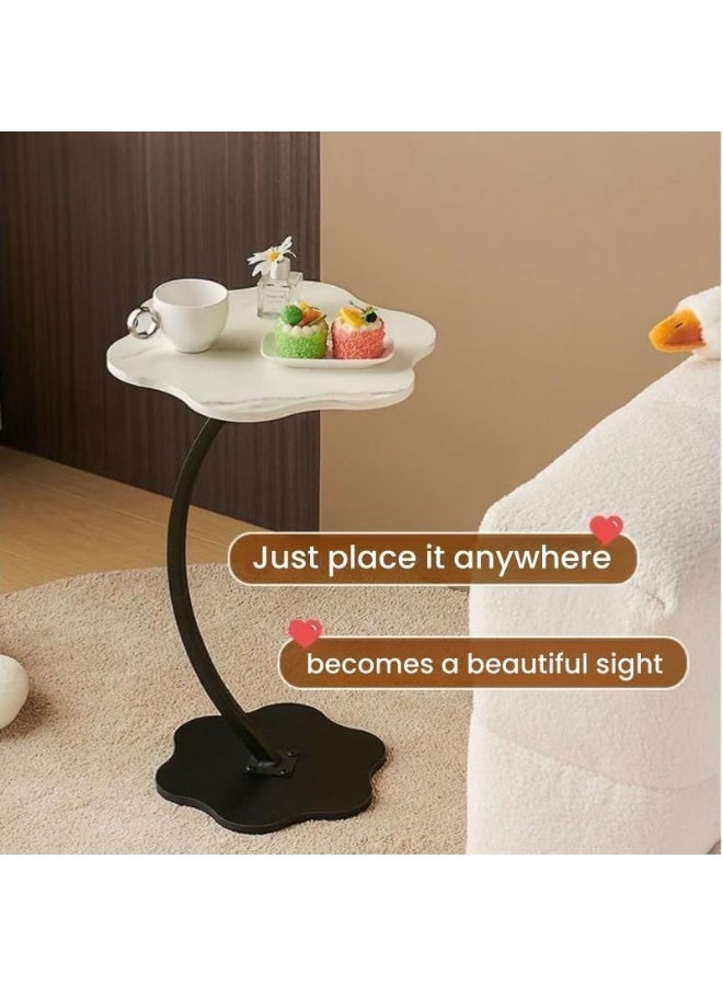 ديكور هيلز طاولة جانبية بيضاء على شكل حرف C للأريكة والسرير، طاولة قهوة مدمجة بسطح مقاوم للماء والصدأ، تصميم موفر للمساحة، سهلة التركيب، طاولة جانبية عصرية لغرفة المعيشة وغرفة النوم والمكتب - Image 5