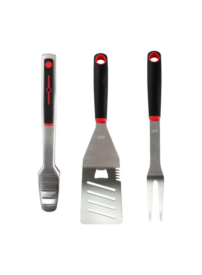 GIBSON 3-Piece Huckleberry Stainless Steel BBQ Tool Set Multicolour 31.5 x 15 x 15 cm 126342.03