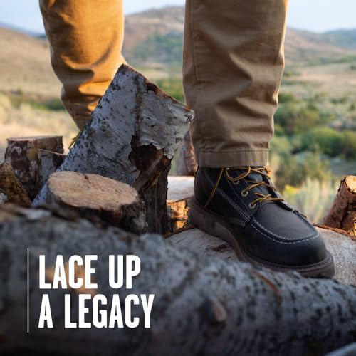 Thorogood American Heritage 6” Steel Toe Work Boots for Men - Full-Grain Leather with Moc Toe, Slip-Resistant Wedge Outsole, and Comfort Insole; EH Rated, Black - 9 D US - Image 5