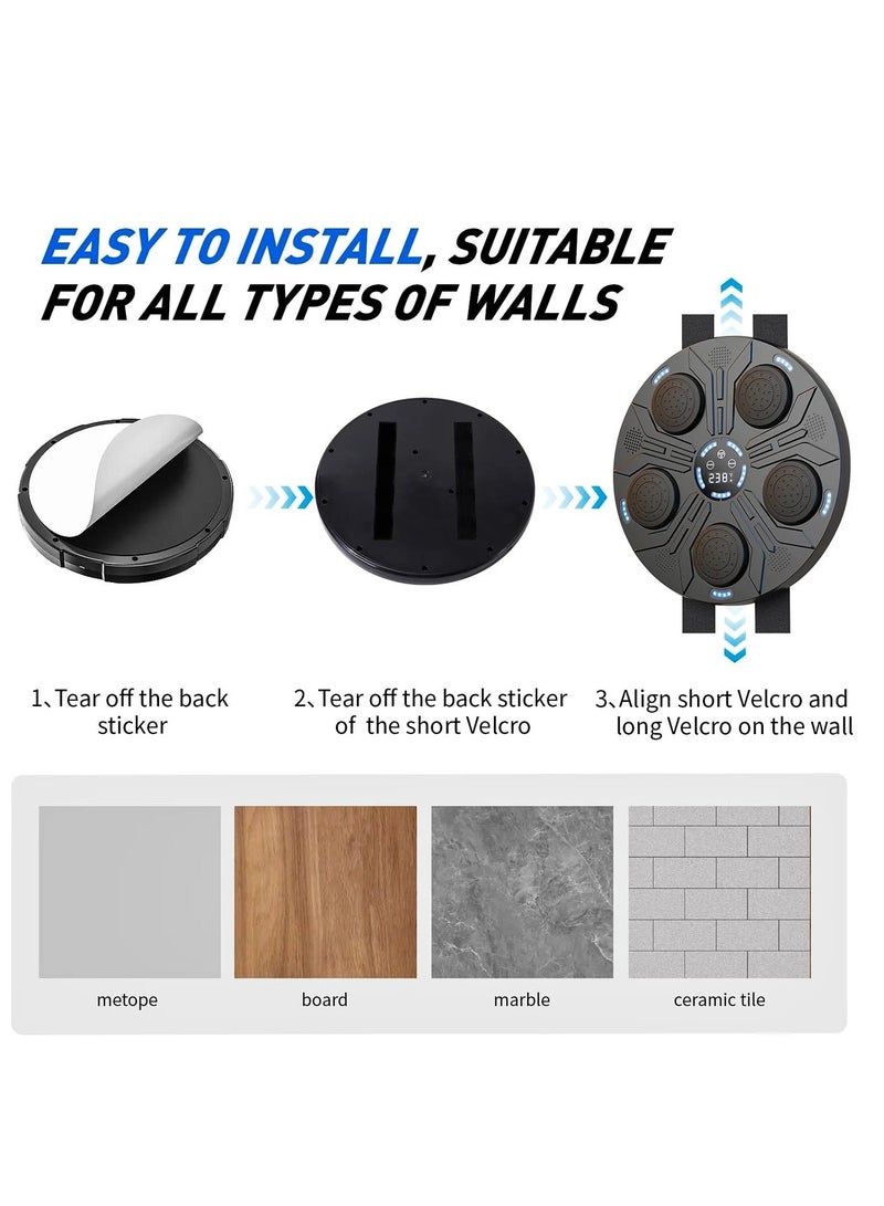 آلة الملاكمة الذكية بتقنية البلوتوث مع 9 أوضاع تدريبية - معدات ملاكمة مثبتة على الحائط مع قفازات وشاشة LED لتمارين متعددة الاستخدامات - Image 3