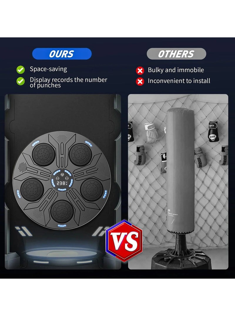 آلة الملاكمة الذكية بتقنية البلوتوث مع 9 أوضاع تدريبية - معدات ملاكمة مثبتة على الحائط مع قفازات وشاشة LED لتمارين متعددة الاستخدامات - Image 5