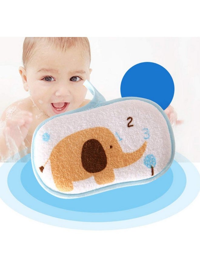 Lurrose - Lurrose 3PCS Baby Bath Sponge Cartoon Elephant Soft Cotton Scrubber Bath Brush Rubbing Towel for Toddler Infant (Mixed Color) - Image 1